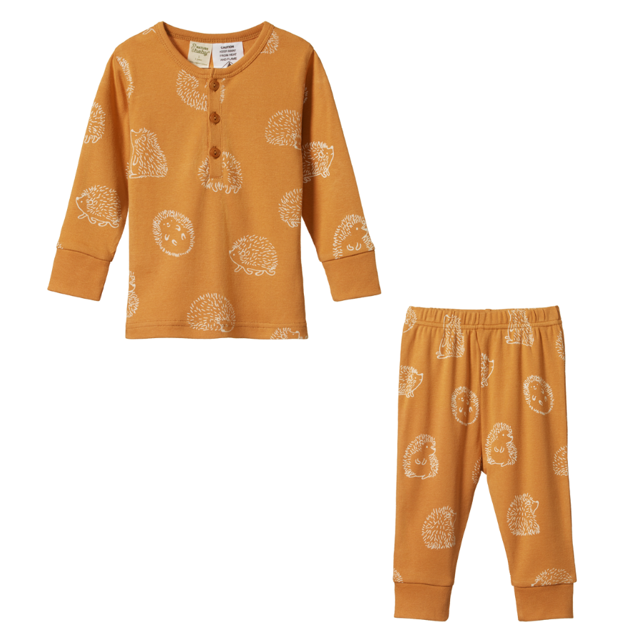 Nature Baby Long Sleeve Pyjamas 2pc - Happy Hedgehog Sleepwear Print