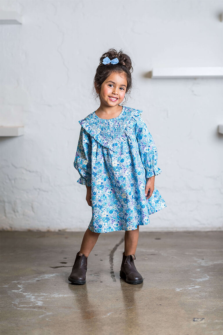 Rock Your Baby Blue Floral Shirred Dress