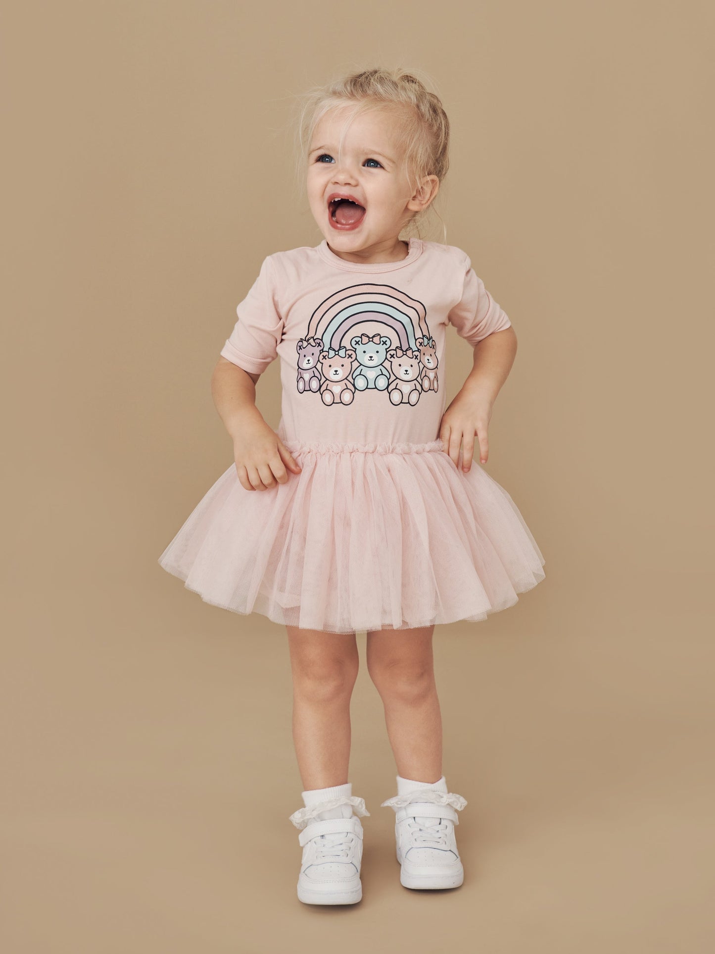 Huxbaby Rainbow Bears Baby Ballet Dress - Rose