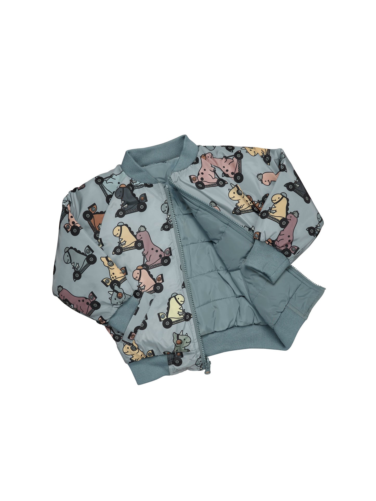 Huxbaby Dino Racer Reversible Bomber - Slate + Teal