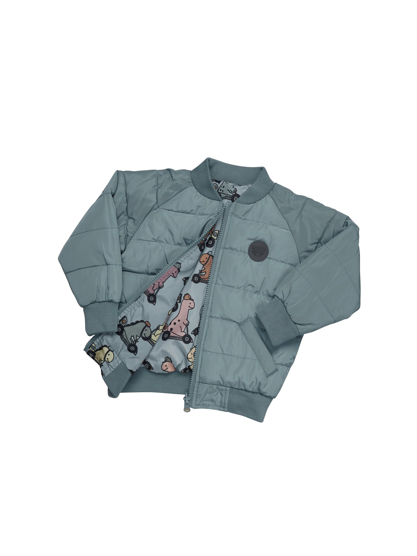 Huxbaby Dino Racer Reversible Bomber - Slate + Teal