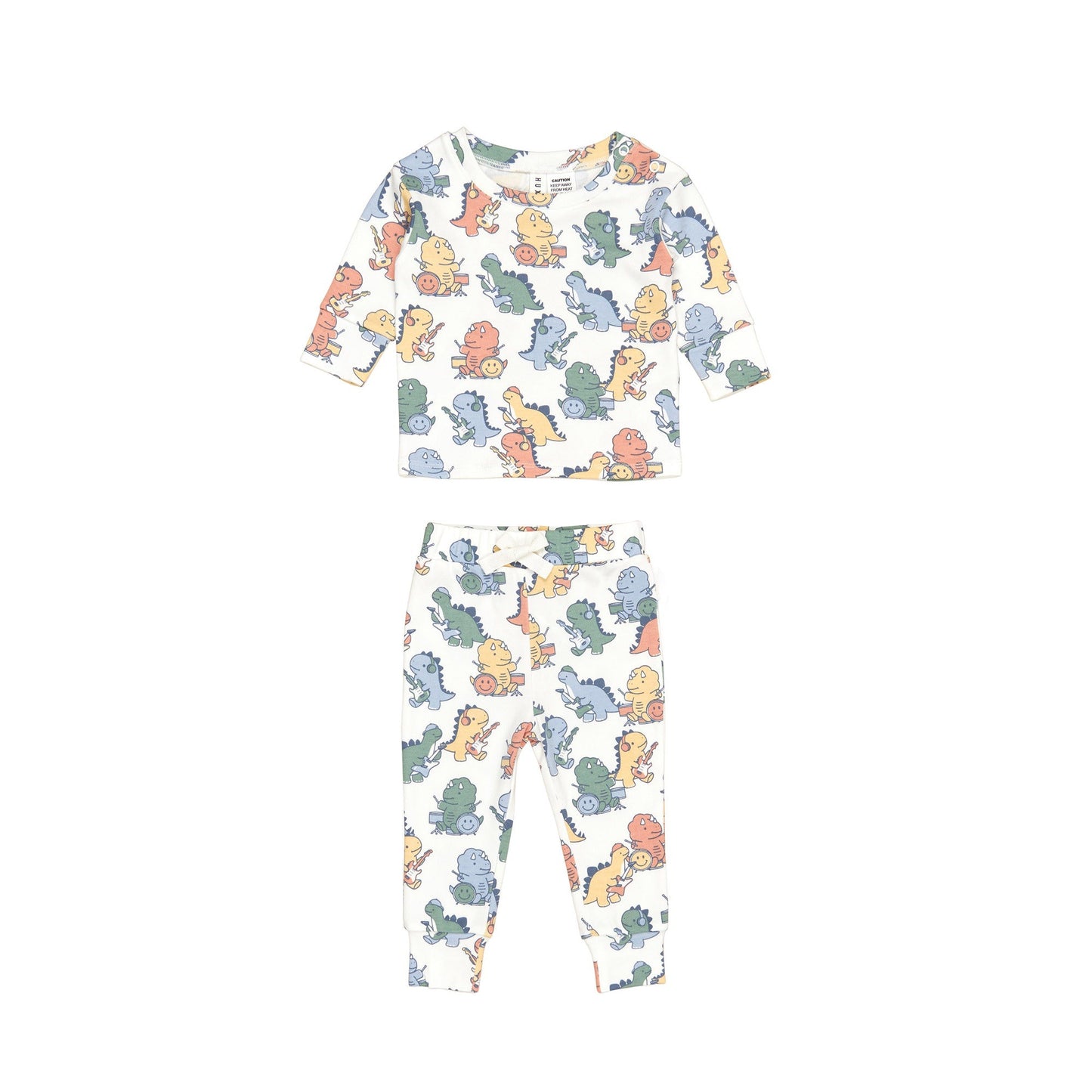 Huxbaby Dino Band Pj Set - Almond Milk