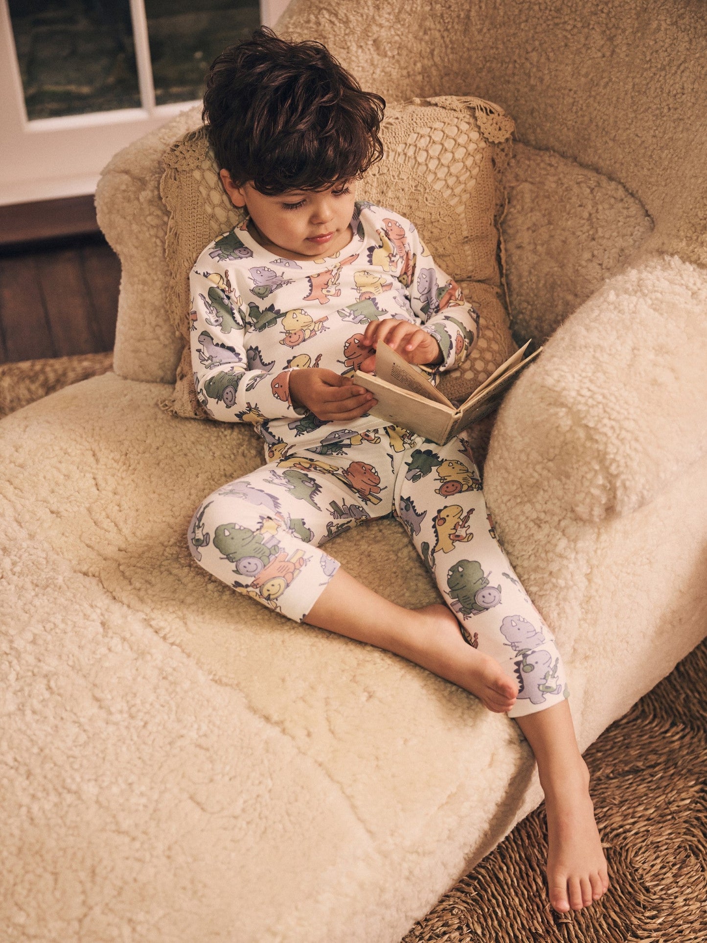 Huxbaby Dino Band Pj Set - Almond Milk