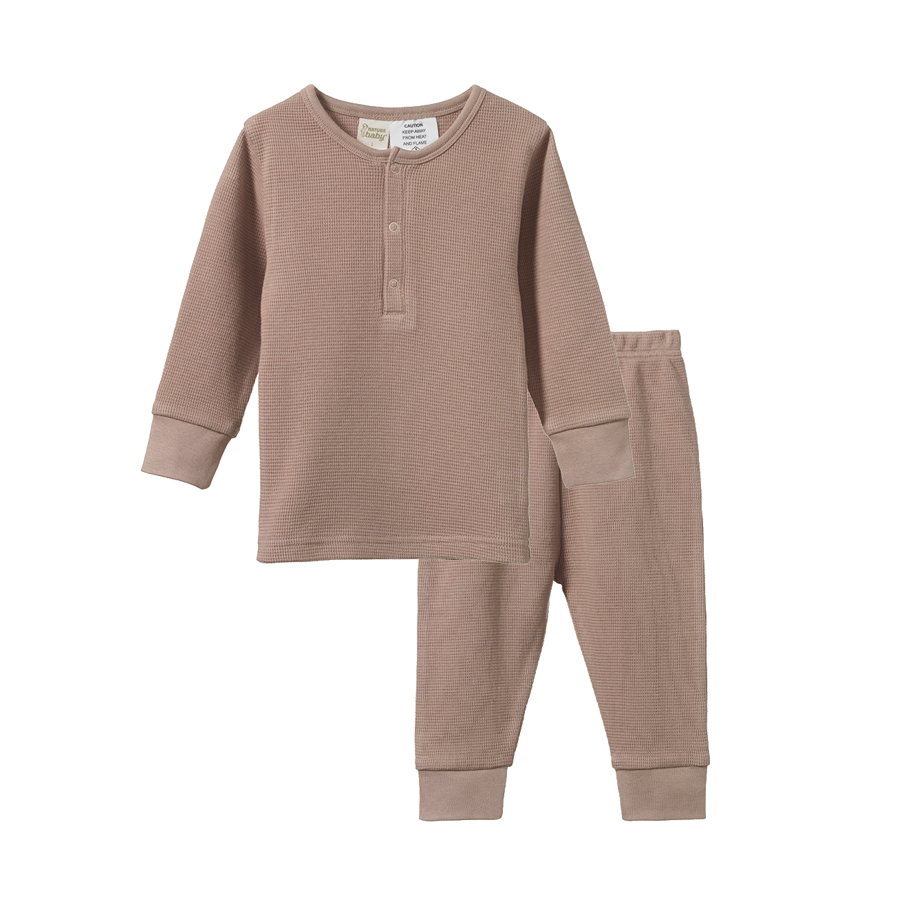 Nature Baby 2Pc Long Sleeve Waffle Pyjamas - Sparrow