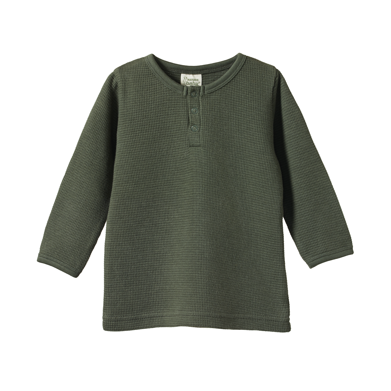 Nature Baby Henley Waffle Tee - Thyme