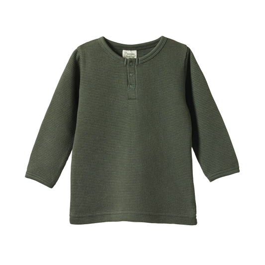 Nature Baby Henley Waffle Tee - Thyme