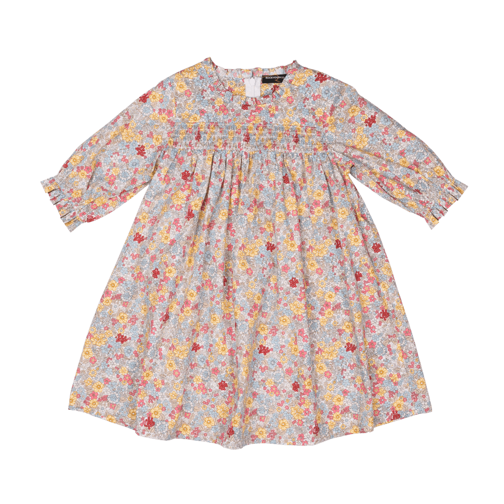 Rock Your Baby  Pale Blue Floral Smock Dress