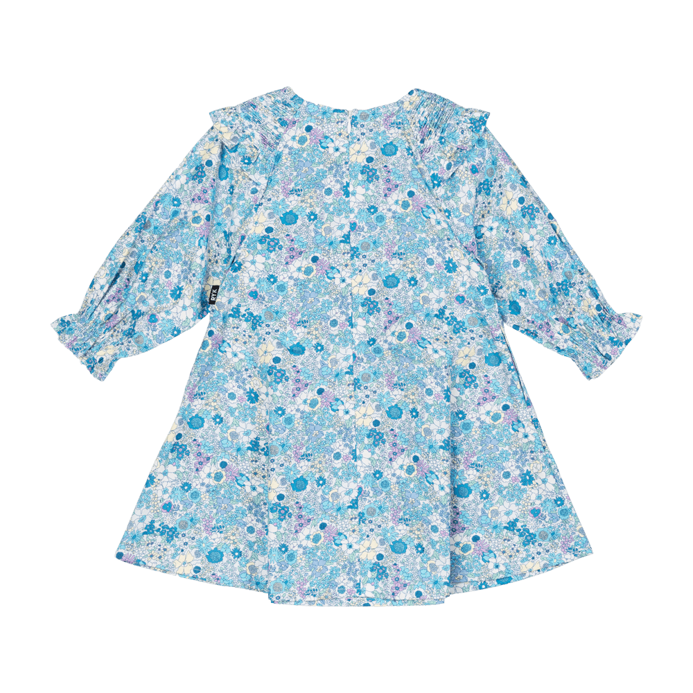 Rock Your Baby Blue Floral Shirred Dress