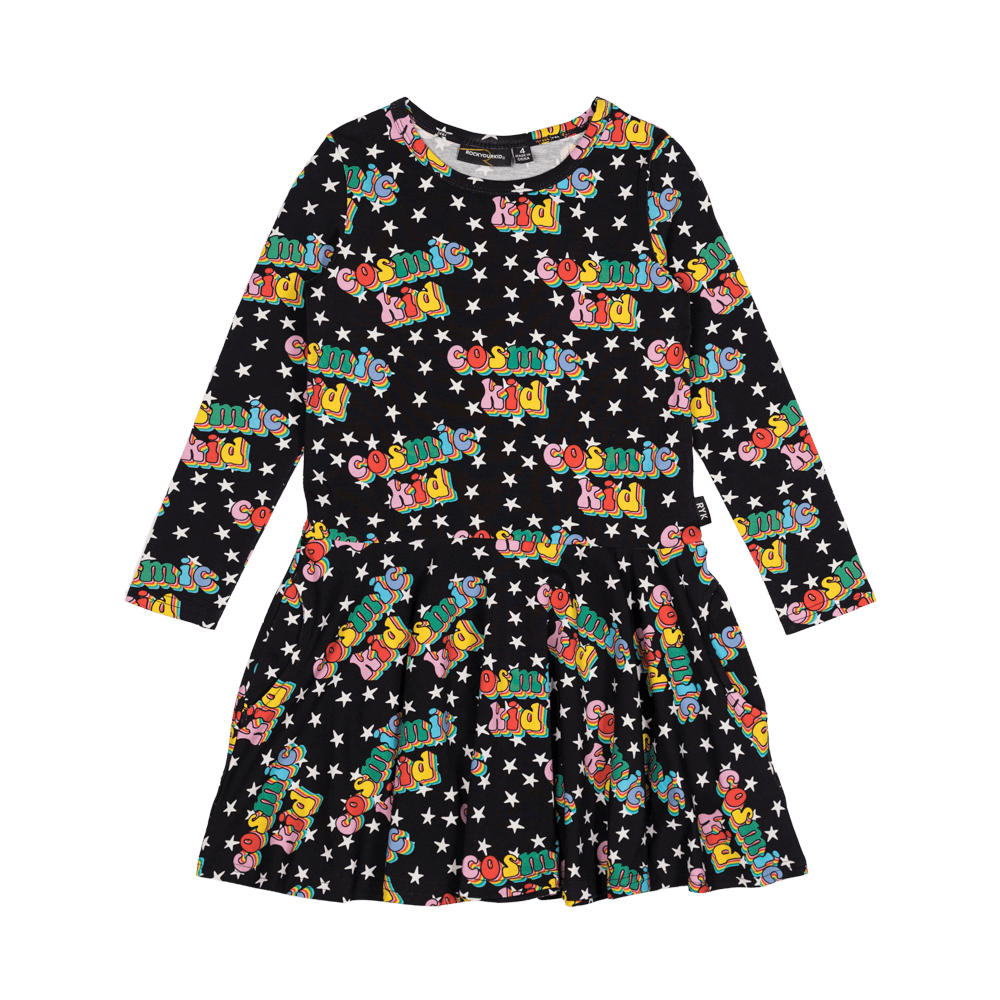 Rock Your Baby Cosmic Kid Long Sleeve Drop Waist Dress