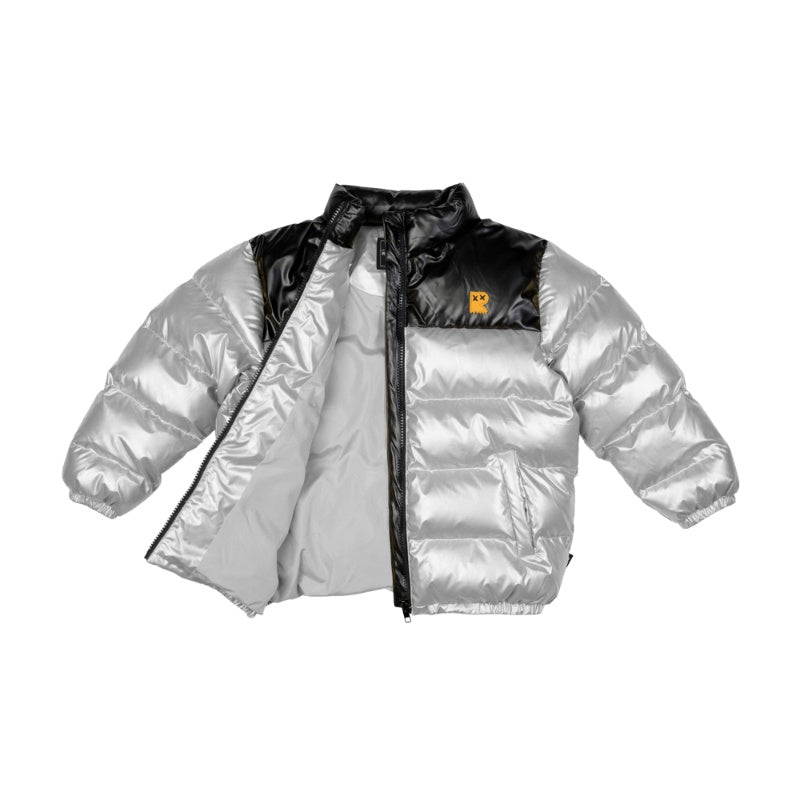 Rock Your Baby Silver Metallic Puff Padded Jacket With Lining