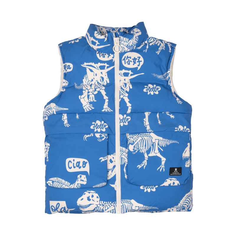 Rock Your Baby Hello Dino Sherpa Lined Padded Vest